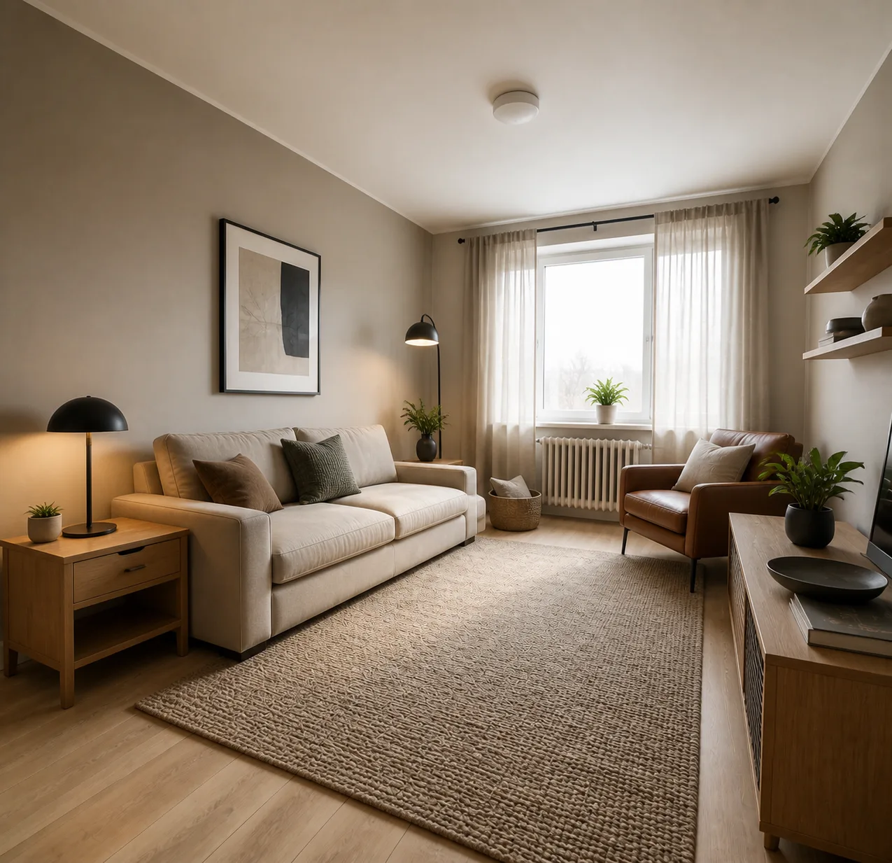 Modern AI interior design concept for the same room.