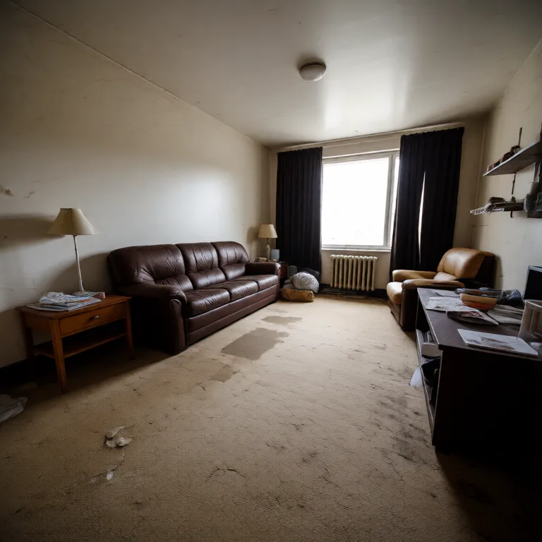 Dated living room before an AI interior design redesign.